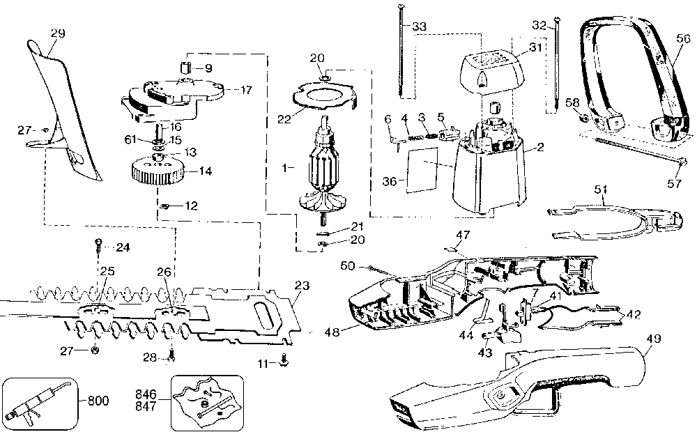 Exploded Diagram A Diagram and Parts List for TR250-04 Type 1 Black and Decker Hedge Trimmer
